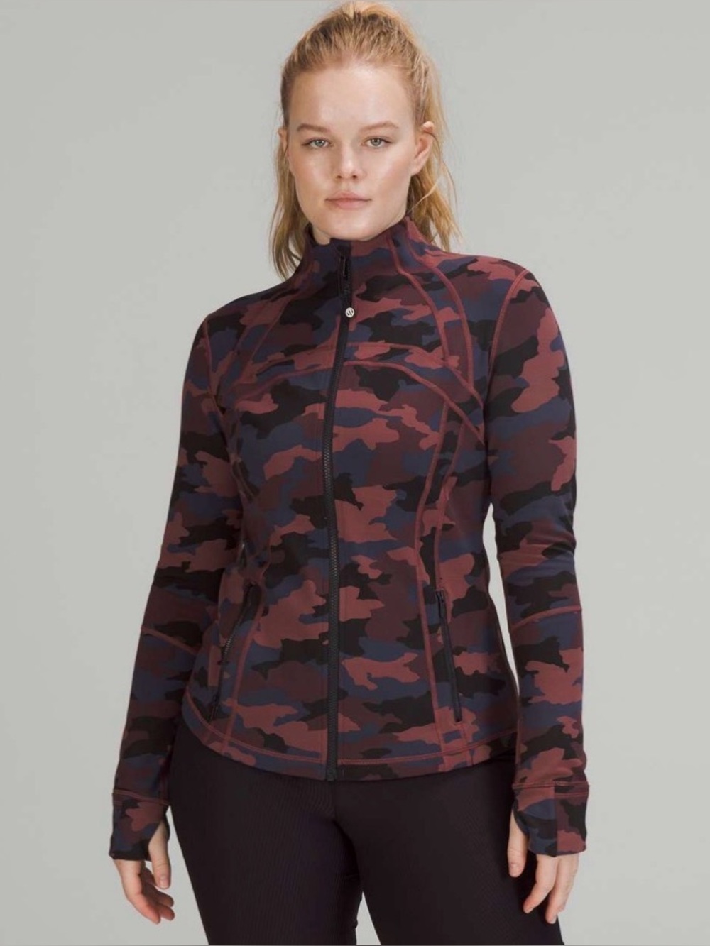 Women’s Burgundy Camo Zip-Up Jacket
